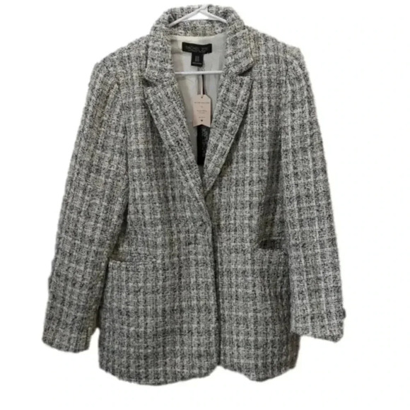 Rachel Zoe Women Gray And Black Blazer Size 10 - Picture 1 of 11